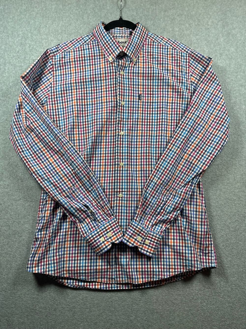 Barbour Tailored Fit Button Down Shirt Men's Chest SZ 44 Multicolor Plaid